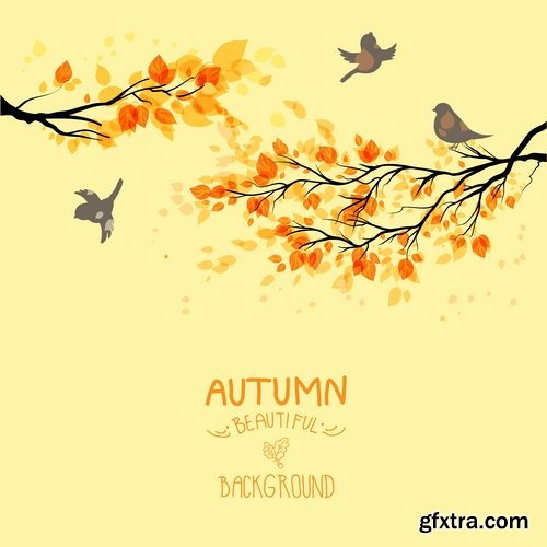 Collection of vector autumn background is a picture poster flyer banner leaf tree 25 EPS