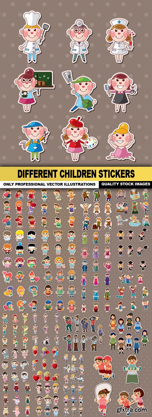 Different Children Stickers - 25 Vector