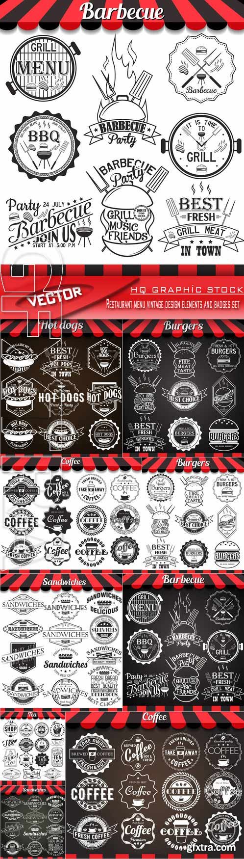 Stock Vector - Restaurant menu vintage design elements and badges set