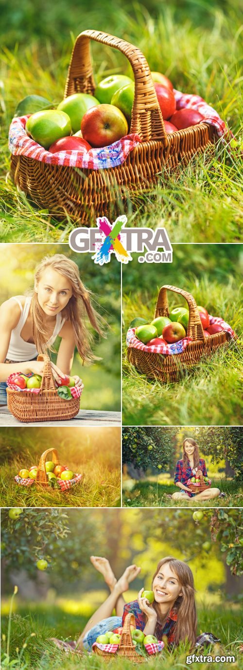 Stock Photo - Woman & Apple Basket