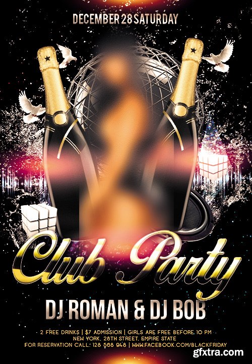 Club Party Flyer PSD Template + Facebook Cover