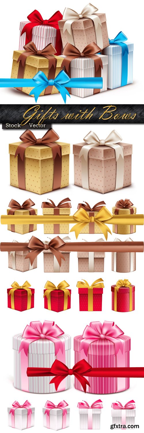 Gifts with beautiful bows in Vector