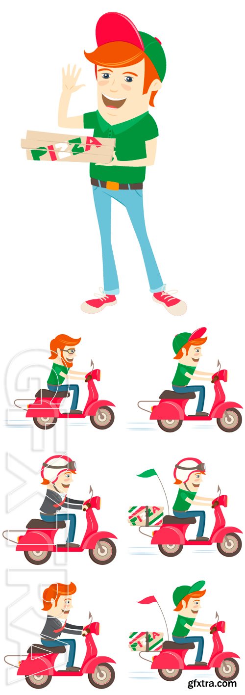 Stock Vectors - Vector illustration Funny hipster, red scooter