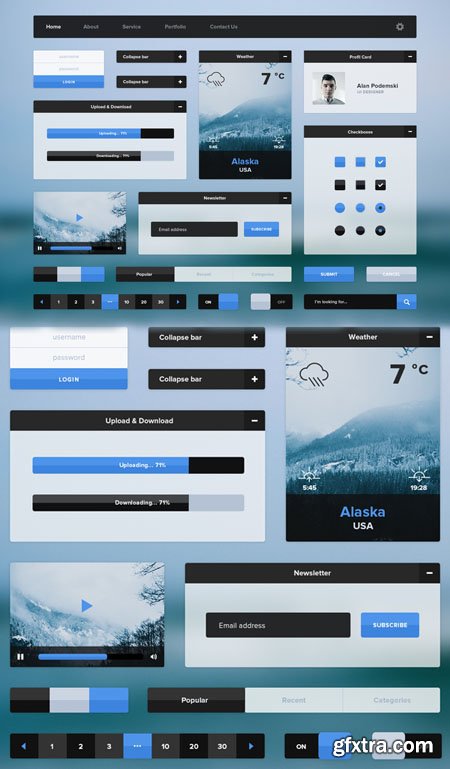 Minimal Flat UI Kit PSD File