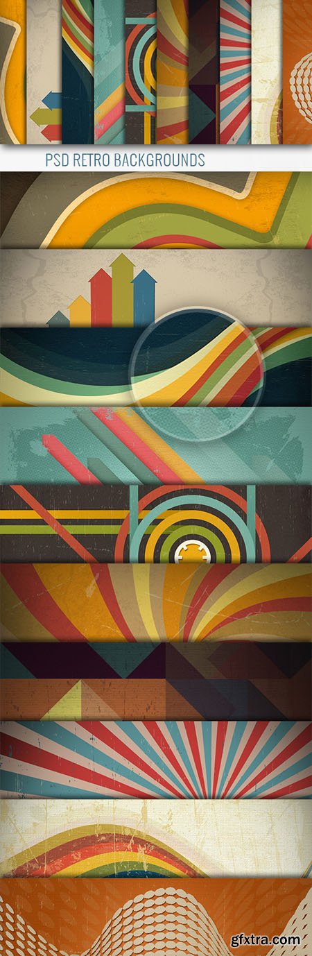 10 Retro Backgrounds PSD Templates