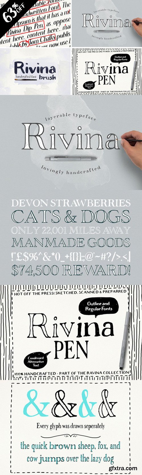 CM - 63% Off - Rivina Font Bundle 346279