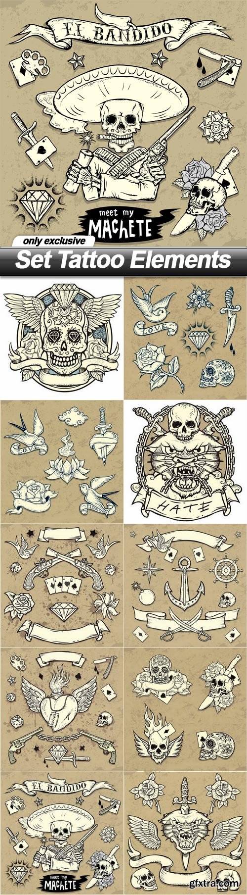 Set Tattoo Elements - 10 EPS