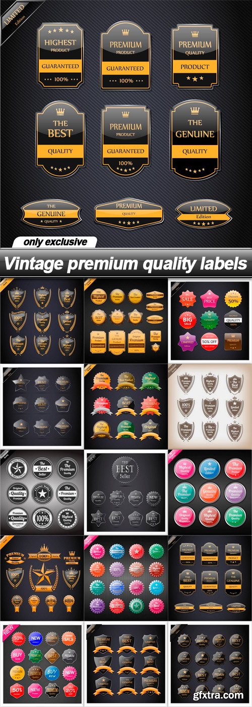 Vintage premium quality labels - 15 EPS