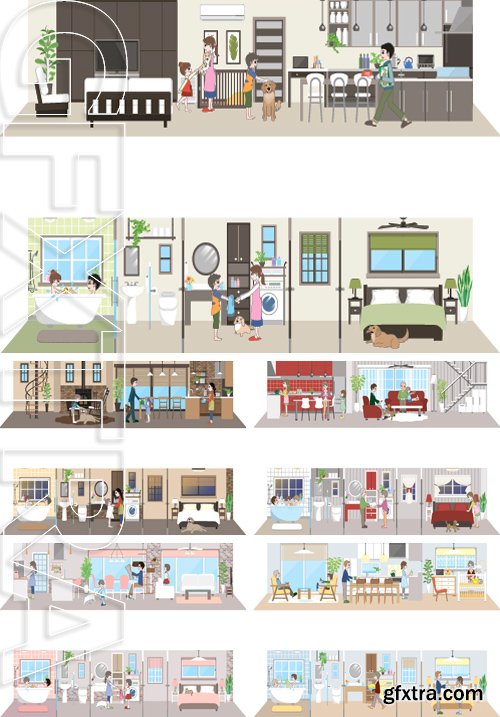 Stock Vectors - Living space  Family