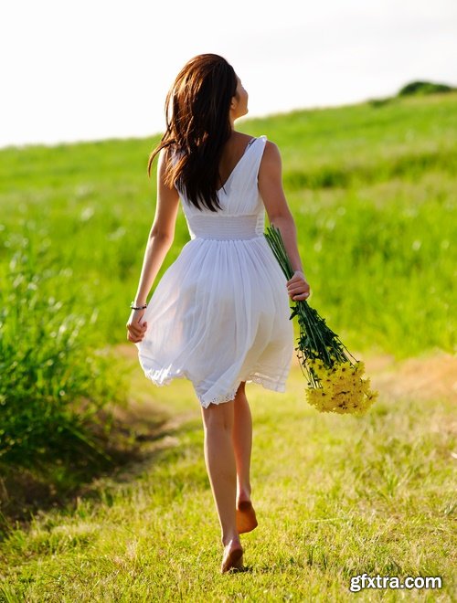 Collection girl woman walks on the poppy wildflower walk vacation sunset silhouette 25 HQ Jpeg