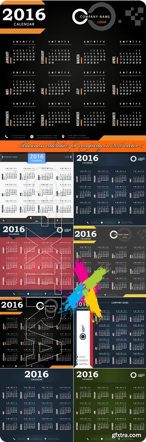 Business calendar for company in 2016 vector 5