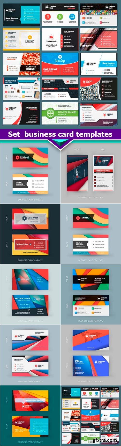 Set business card templates 9X EPS