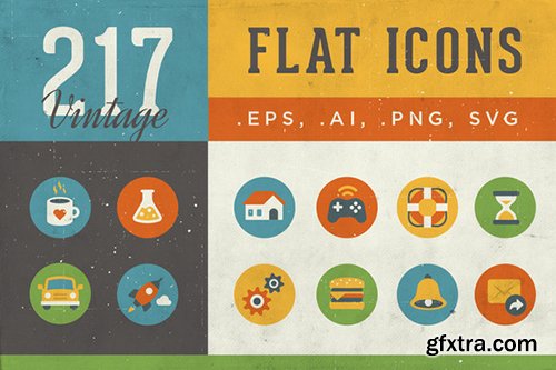 CM 217 Flat Icons | Vintage Style 38849