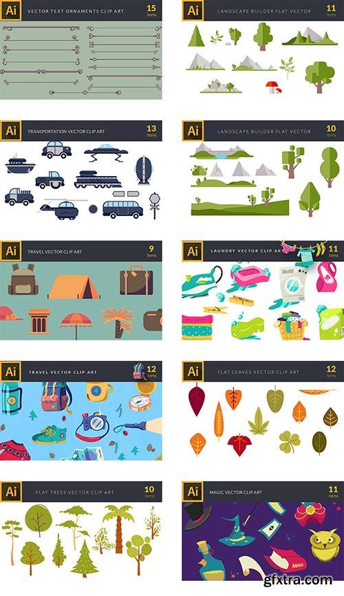 160 Premium Vector Clip Art Packs with 1700+ elements worth $2400