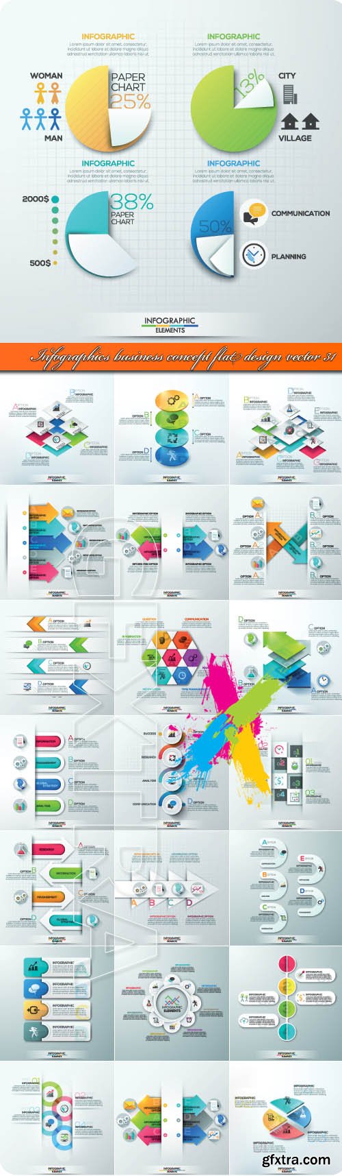 Infographics business concept flat design vector 31