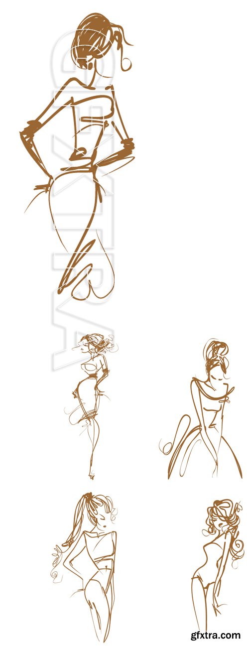 Stock Vectors - Graphic, sketch drawing. Sexy woman