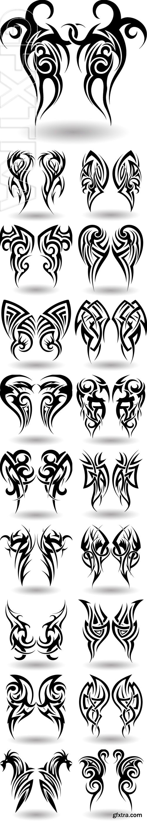 Stock Vectors - Hand Drawn Tribal Tattoo in Wings Shape