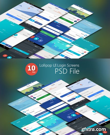 Lollipop UI Login Screens PSD Set