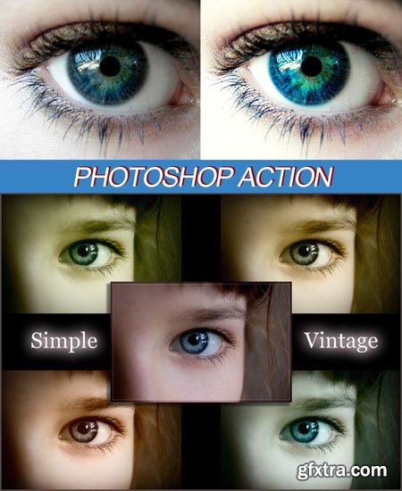 Bright Eyes with Colour Vintage Actions for Photoshop