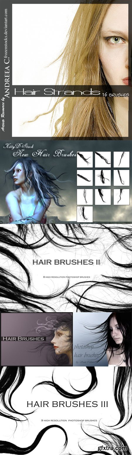 Hair Brushes for Photoshop (6-Brushes)