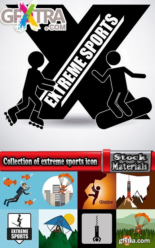 Collection of extreme sports icon flyer banner poster 25 EPS