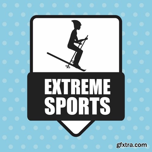 Collection of extreme sports icon flyer banner poster 25 EPS