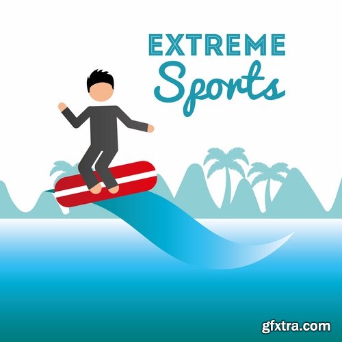 Collection of extreme sports icon flyer banner poster 25 EPS