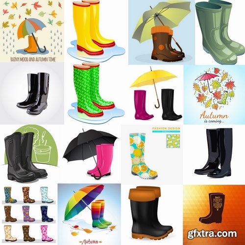 Collection of baby autumn rain rubber boot umbrella 25 EPS