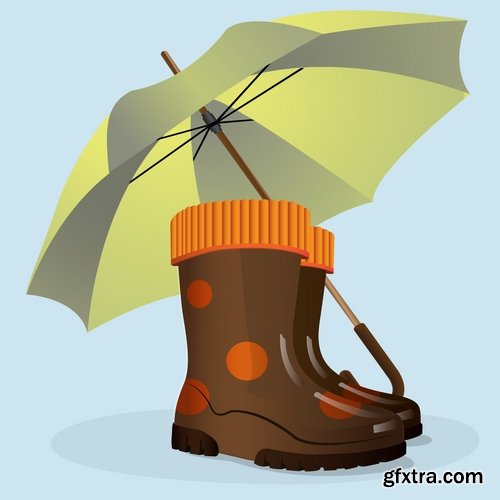 Collection of baby autumn rain rubber boot umbrella 25 EPS