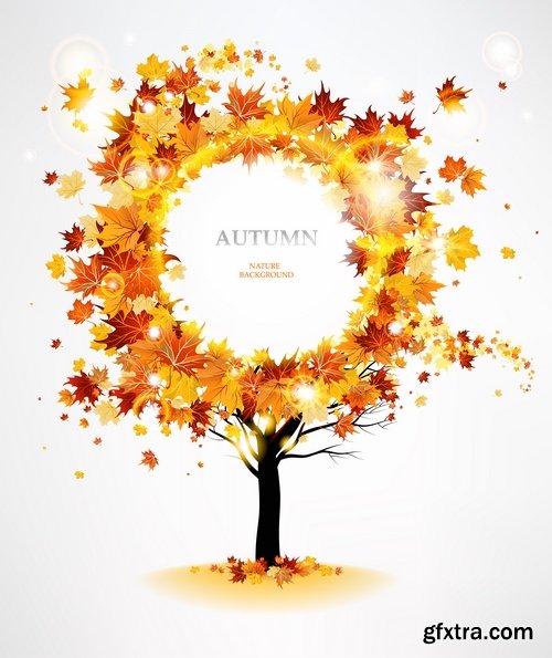 Collection of vector autumn background is a picture poster flyer banner leaf tree #2-25 EPS