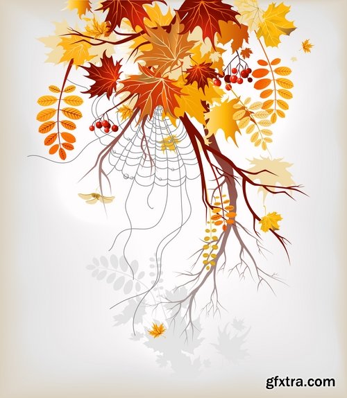 Collection of vector autumn background is a picture poster flyer banner leaf tree #2-25 EPS