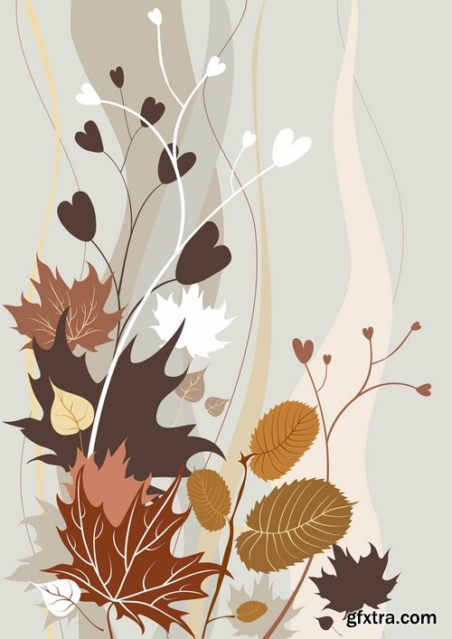 Collection of vector autumn background is a picture poster flyer banner leaf tree #2-25 EPS