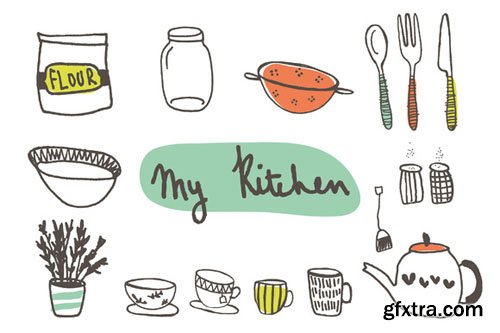 Hand Drawn Kitchen Clip Art - CM 27453