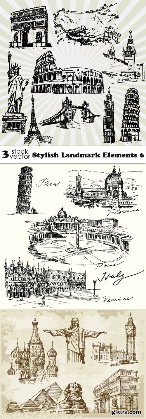 Vectors - Stylish Landmark Elements 6