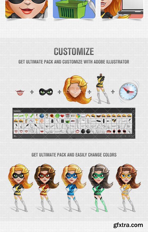 Cute Girl Superhero Character ULTIMATE PACK