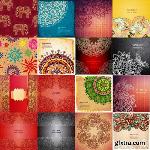 Collection of vector image background is Indian style calligraphic decorative element 25 EPS