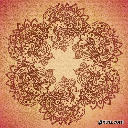 Collection of vector image background is Indian style calligraphic decorative element 25 EPS