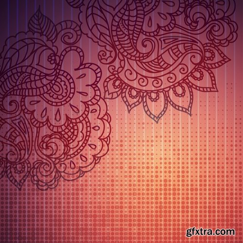 Collection of vector image background is Indian style calligraphic decorative element 25 EPS