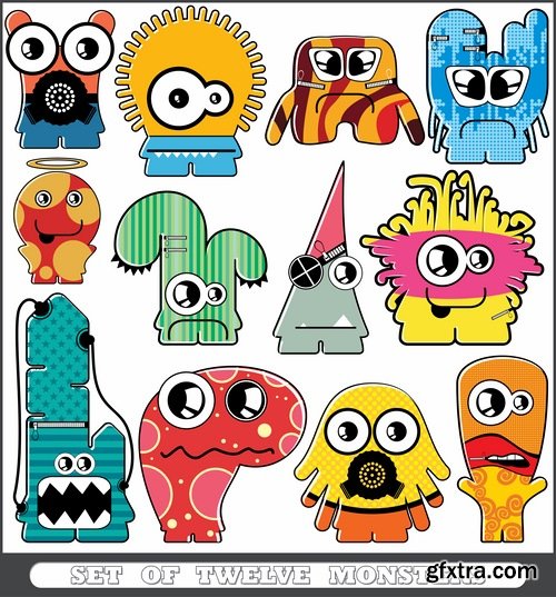 Collection of vector image monster cartoon abstract animal 25 EPS
