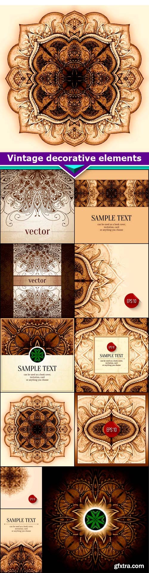 Vintage decorative elements 11X EPS