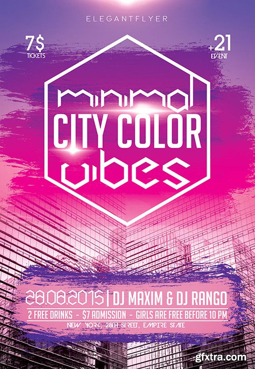 Minimal City Color Vibes Flyer PSD Template + Facebook Cover