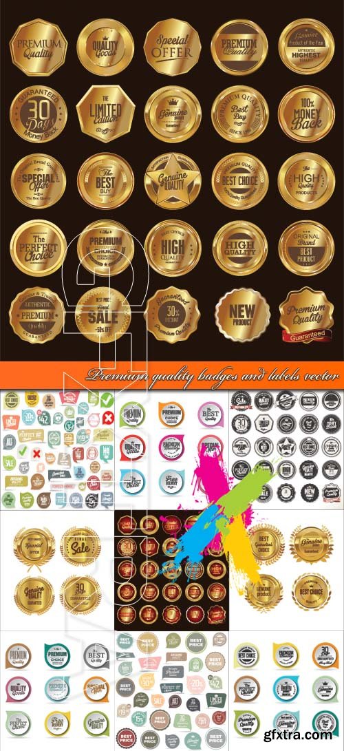 Premium quality badges and labels vector