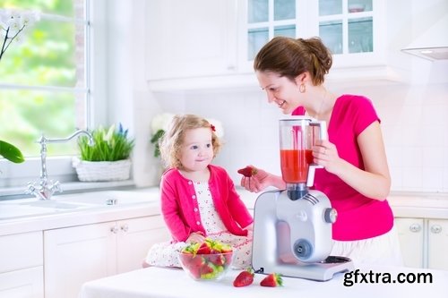 Collection of beautiful girl in the kitchen making fresh juice woman child 25 HQ Jpeg