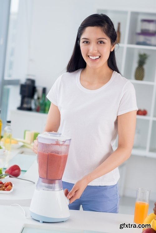 Collection of beautiful girl in the kitchen making fresh juice woman child 25 HQ Jpeg