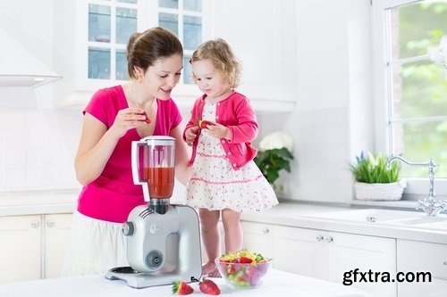 Collection of beautiful girl in the kitchen making fresh juice woman child 25 HQ Jpeg