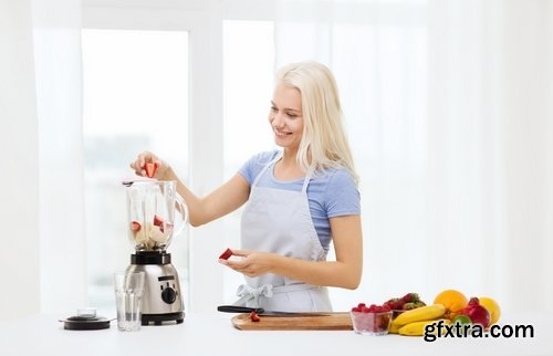 Collection of beautiful girl in the kitchen making fresh juice woman child 25 HQ Jpeg