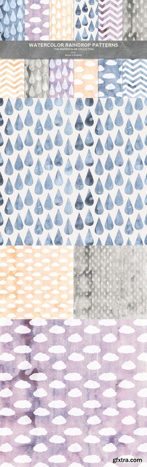 Watercolor Raindrop Digital Patterns - CM 237104