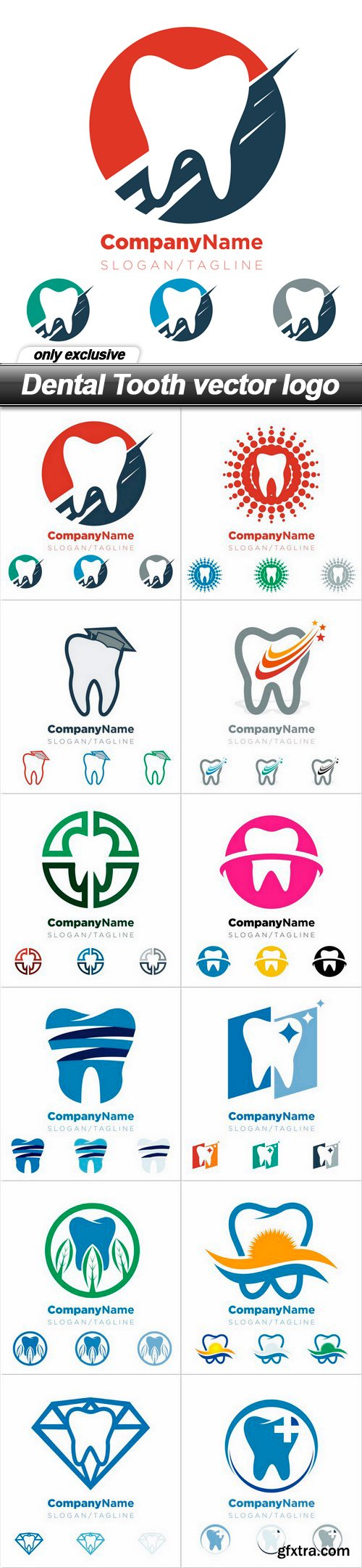 Dental Tooth vector logo - 12 EPS