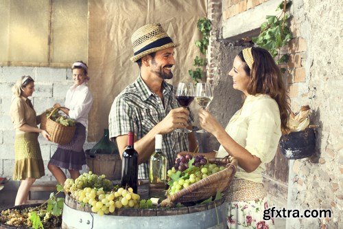 Nice Couple with Wine - 5 UHQ JPEG