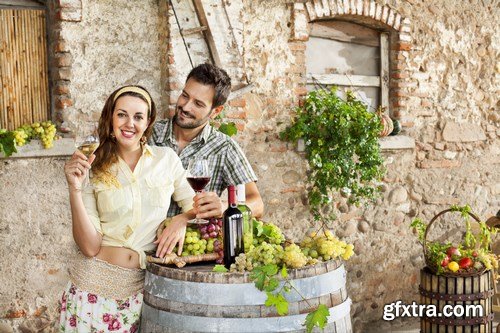 Nice Couple with Wine - 5 UHQ JPEG